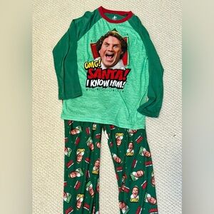 ELF Green 'OMG! Santa! I Know Him!' Holiday Pajama Set